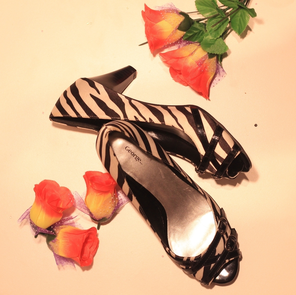 George zebra print heels for women's - Picture 2 of 8